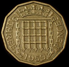 UK Three 3 Pence 1959