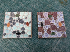 2 x  Vintage Mosaic Tiles Tray Metallic Base