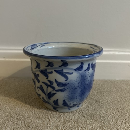 Vintage blue white - &, planter