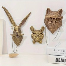 Animal Heads Wall Decor, Faux Deer Head Mount, Resin Wall Hanging Decoration