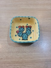 Chris Bubany Hand Painted Cactus Square Bowl 4.75''