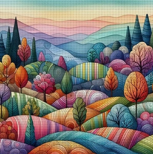 Colourful mountains printed - mountains,