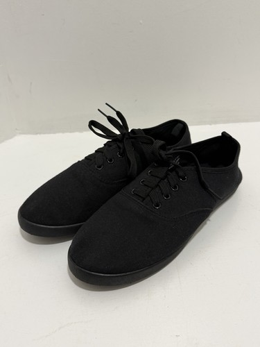Primark black canvas trainers - black,