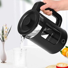 Black LED Electric Kettle 2Liters Quiet Fast Glass Kettle Easy Clean Tool UK