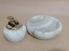 Vintage Onyx Table Gas Lighter And Ash Tray