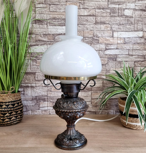 Vintage ornate oil lamp - vintage,