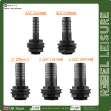 Water Tank Connector - 1/2" - 1.1/2"" Barb Straight Pipe Outlet Various Sizes