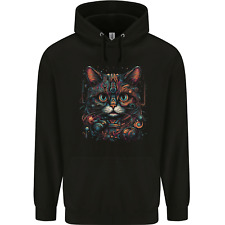 Astral Cat With Fantasy Tribal Markings Mens 80% Cotton Hoodie