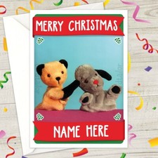 SOOTY AND SWEEP Personalised CHRISTMAS Card • xmas holiday british tv puppets