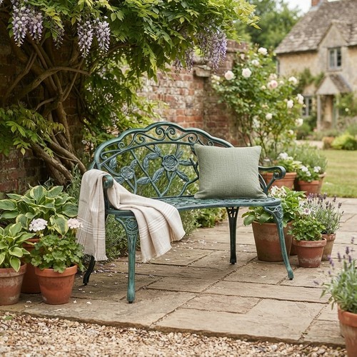 Cast aluminum garden - cast, bench