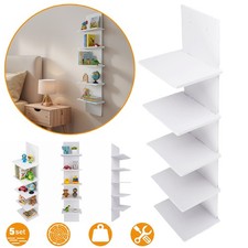 5 Tier Wall Shelf Unit Narrow Floating Shelves Wall Mounted Bookcase for Bedroom