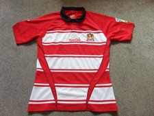 Men's Kooga Wigan Warriors Home Rugby League Shirt Size L in Cherry & White