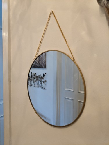 Gold colour round mirror - gold,