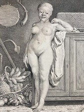 ANTIQUE ENGRAVING-NUDE FEMALE