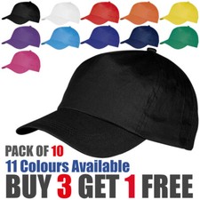 10 PACK 100% Cotton Baseball Caps 5 Panel Adjustable Sports Cap Hat BULK LOT