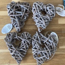 4 Rustic Twig Art/ Weaved Heart Shaped Hanging Pendants. Crafting? Christmas?