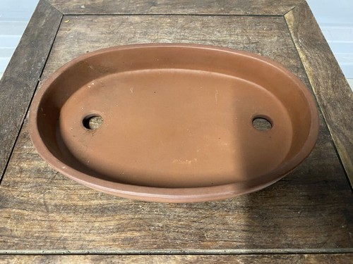 Vermilion oval bonsai pot - bonsai, for