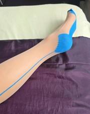 Stockings Blue Seamed  Nude M/L Worn