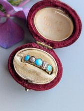 Antique Georgian/Victorian Turquoise And Diamond Ring 9 carat Gold
