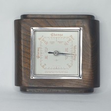 Shortland Bowen 1930's Art Deco Rectangular Dark Oak Barometer Mid Century 
