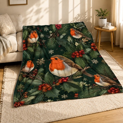 Christmas robin holly berries - robin,