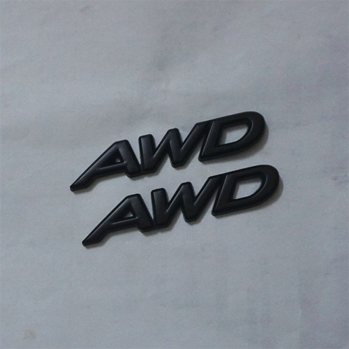 Matte black awd metal badge - metal,