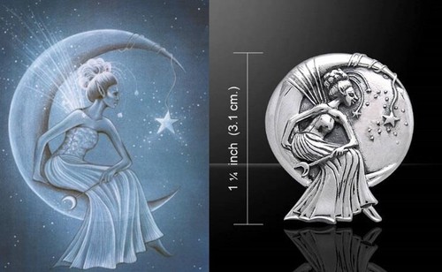 Moon queen fairy pendant - moon, by