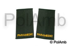PARAMEDIC Slider Epaulettes (Bottle Green) Medic Ambulance Technician Responder