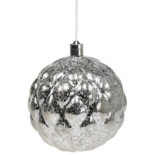 Bauble silver led - bauble, 15cm