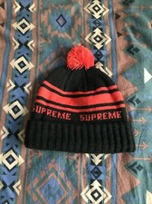 Supreme Red Black Stripe Bobble Hat FW17 SS18