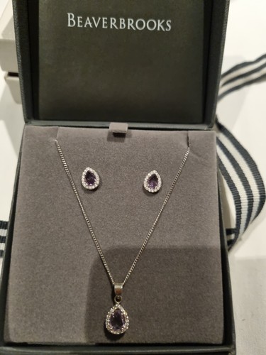 9ct yellow gold amethyst set - amethyst,