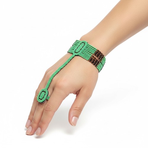 Maasai beaded glove bracelet - beaded,