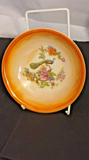 RARE Vintage Victoria China Union K Czech pottery Bowl Oriental Peacock