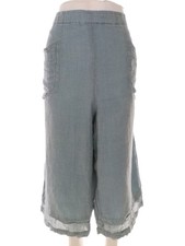 ⭐ KRINES Womens Capri Pants Blue Linen 14/16 (42) ⭐