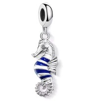 Seahorse blue and white S925