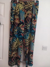 B210 Ladies Trousers Size 14 Matalan Multicoloured Part Elasticated Excellent