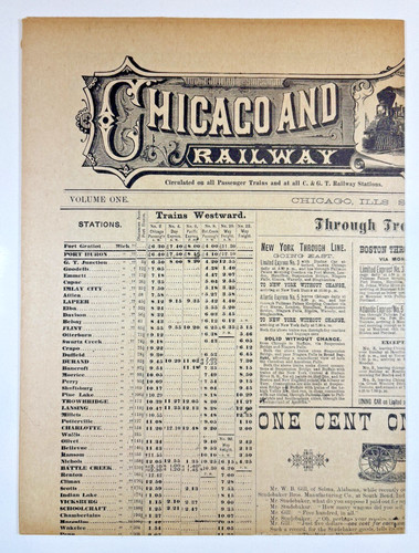 Antique newspaper timetable - newspaper,