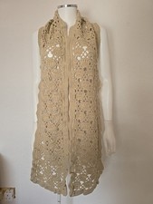 Monsoon  Chunky Knit Crochet cream scarf gold detail