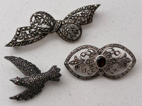 Marcasite brooches roll - brooches,