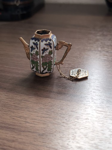 Enamelled miniature teapot - enamelled,