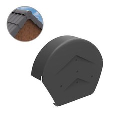 Grey Half Round Ridge End Cap for Dry Verge Systems, Gable Apex Roof Tiles