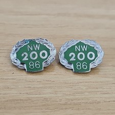 Pair Of NW200 86 Enamel Badges North West 200 Motorcycle Race Ireland 20x15mm