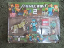 Set of Minecraft 2 Action Figures in plastic package that has been resealed