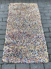 Handmade Vintage North East Farmhouse Kitchen Clippy Mat Proddy Rug 53” x 27”