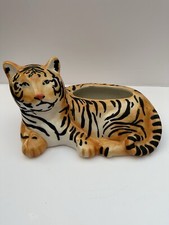 Anthropologie Leah Goren Tiger Vase Stoneware planter plant pot animal cat 