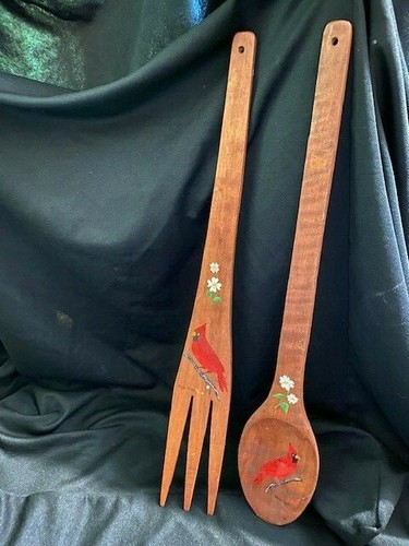 Large vintage wood fork - large,