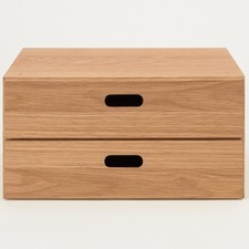 Muji Stucking chest oak half drawer 2-drawers W37 x D28 x H18.5cm Japan NEW