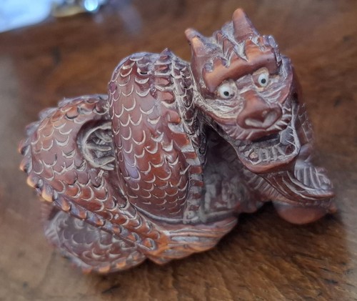 Japanese carved wooden dragon - japanese,