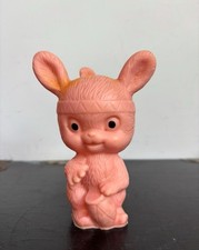 Vintage Squeaky Toy Pink Rabbit 1960s 1970s