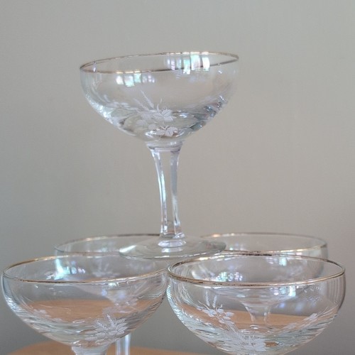 Set clear etched floral - etched,